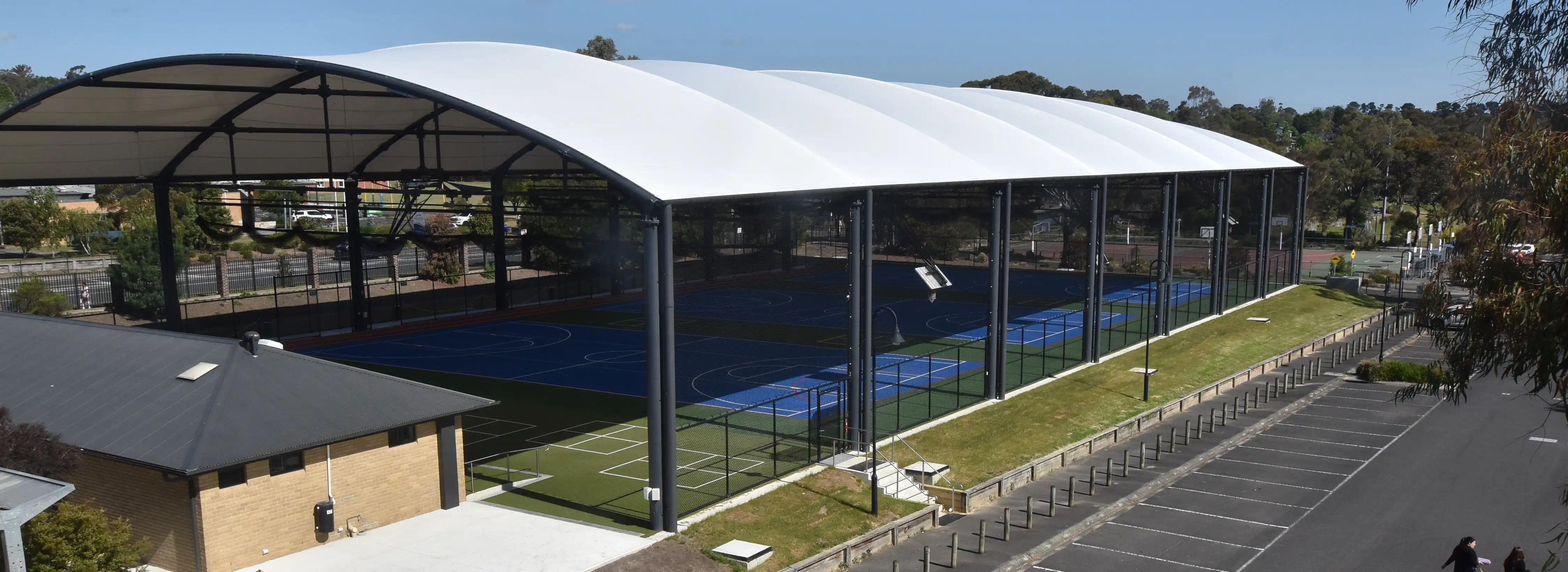Drone shot of Aquinas College Hardcourt