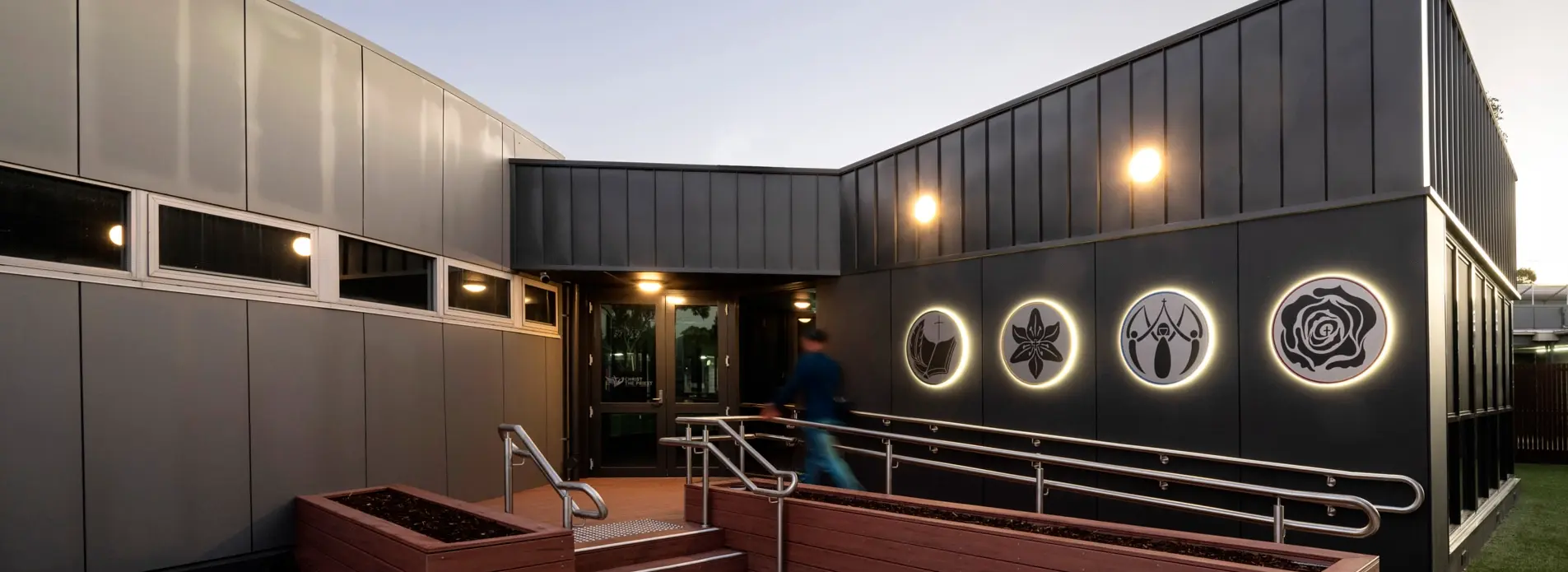 Exterior of Christ the Church Primary School entrance